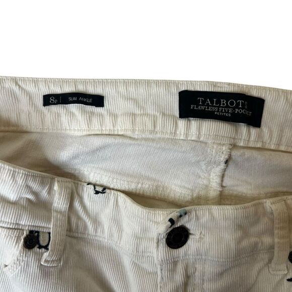 Talbots Penguin Novelty Flawless Five Pocket Slim Ankle Cream Corduroy Pants 8p - Picture 10 of 15